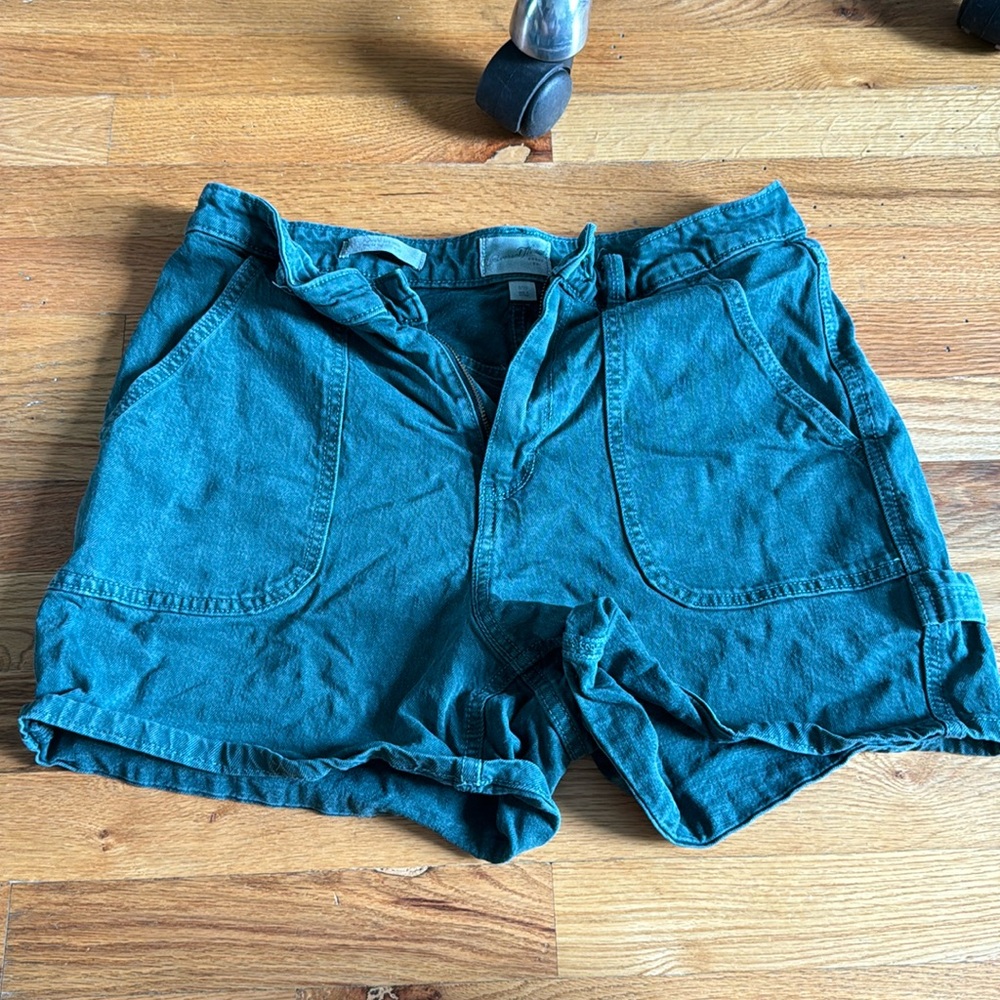 Green high waisted jean shorts